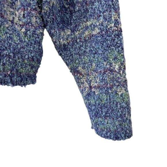 Alps Large Fuzzy Sweater Cardigan Zip Hooded Acrylic Blend Blue Cozy Womens - Picture 12 of 12